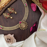 Vriksham Exquisite Lakshmi Pendant Jadau Addigai-Red Green-G17853